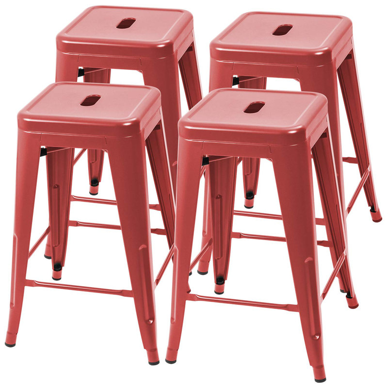 Lehman Stool, Rouge, Tabouret de comptoir (siège d’une hauteur de 24