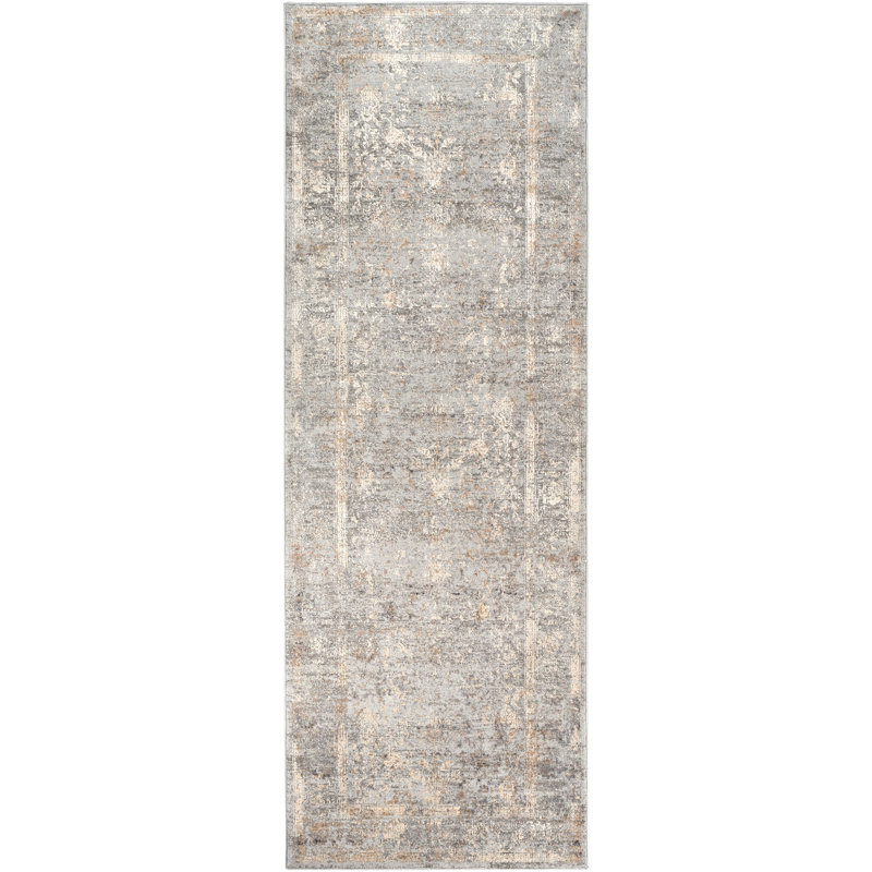Tapis ivoire / gris Kobe, Tapis de couloir 2 pi 7 po x 7 pi 3 po