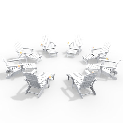 Cyani Folding Adirondack Chair With Cup Holder,HDPE Outdoor Chair With Comfort Ergonomic Seat For Patios,Lawn,Garden, Backyard Use