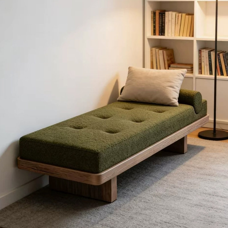 Banc rembourré vert, 17.72" H x 55.12" W x 23.62" D