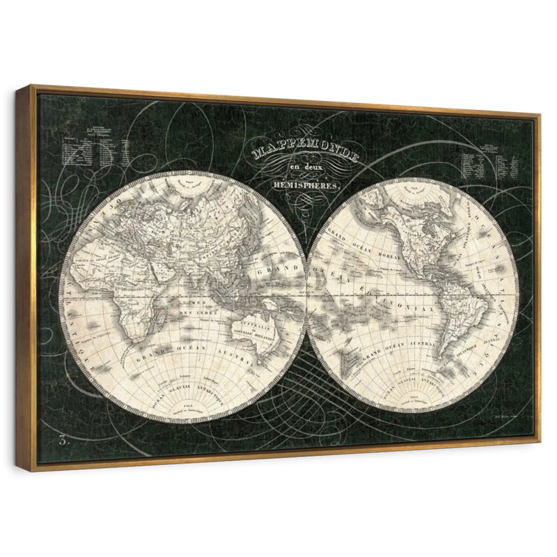 French World Licata Black And White, 13" X 9", Floating Frame Gold