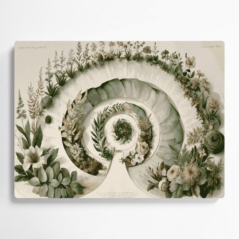 Art mural en métal beige botanique victorien, H 16 po x l 20 po