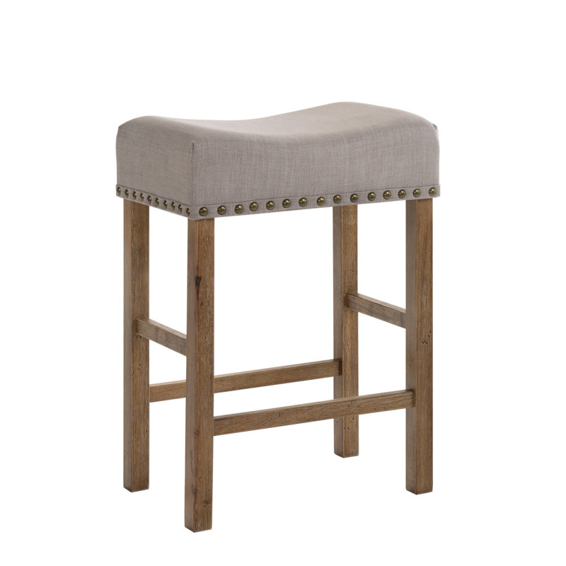 Haigh 26.5" Upholstered Counter Height Stool, Weathered Oak