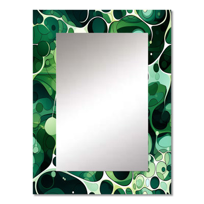 Green Popart Techno Tangles - marble  Mirror, Modern Unique Wall Mirror, Printed Metal Art