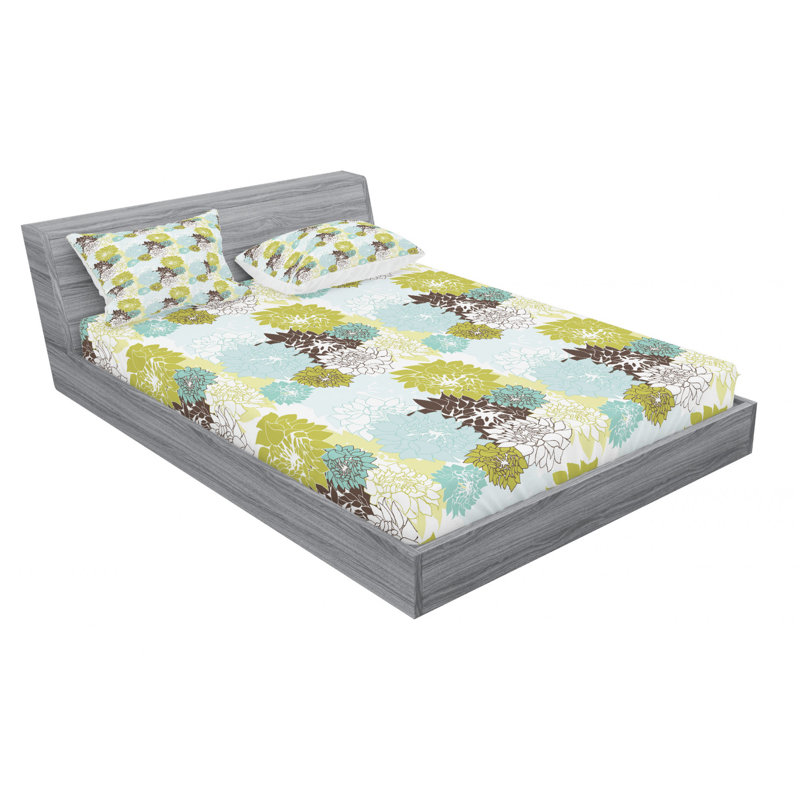 Microfiber Floral Sheet Set, Full Sheet Set + Fitted Sheet + 2 Pillowcases