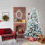  Arbre de Noël artificiel enneigé avec branches en PVC, pommes de pin et base en métal pliable-1942471441