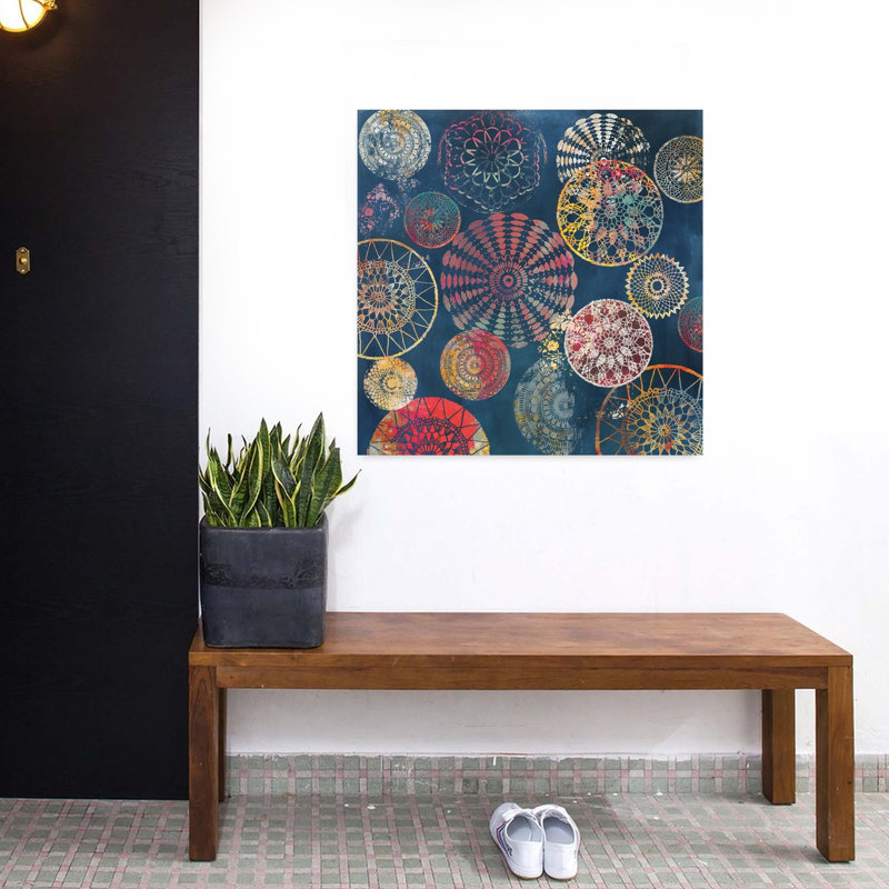 Lanternes, art abstrait géométrique contemporain, H 32 po x l 32 po