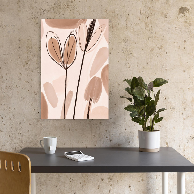 Fleurs douces et organiques, paysage floral abstrait contemporain délicat, impression d'art mural, H 18 po x l 12 po