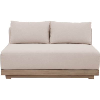 Aulden 55" Beige Olefin Performance Fabric Outdoor Patio Modular Loveseat