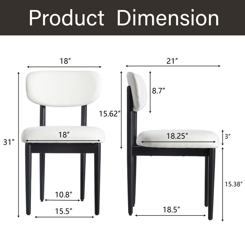Ensemble de table de salle à manger en bois massif 79 po avec 8 chaises rembourrées Fabirc, Black, White/Black
