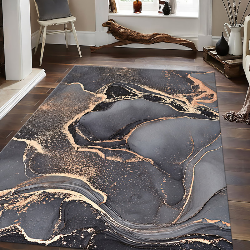 Chic Contemporary Floral Print Non Woven Thin Type Rug Perfect for Adding Sophisticated Style to Any Room in Your Home