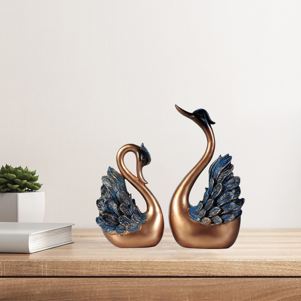 House of Hampton Elegant Swan Statue Decor Set (2Pcs) - Perfect For ...