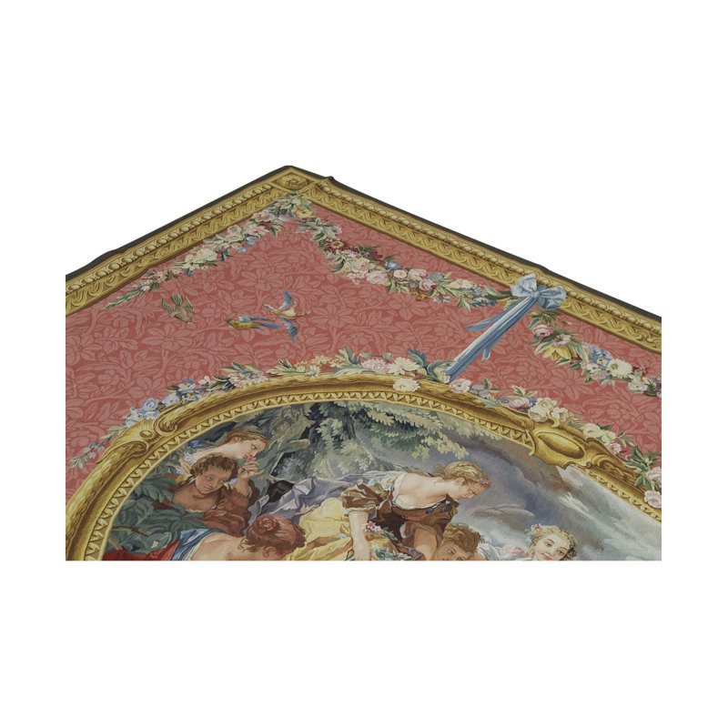 Tapis rose et brun de haute qualité noué à la main