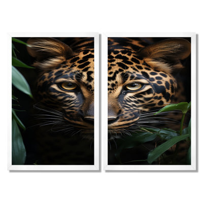 «Leopard Silent Stalk», ensemble de 2 reproductions d'art léopard sur toile, animaux beiges