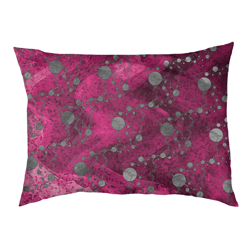 Coussin d'extérieur pour chien Byrge Planets Stars, Moyen (L 29,5 po x P19,5 po x H 9,5 po), Rose/gris