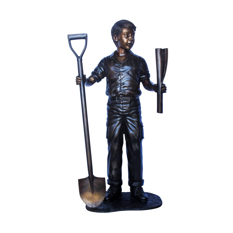Charmante statue de jardin en bronze 24 po x 15 po x H 27 po Nifao Collection A Boy with Pelle