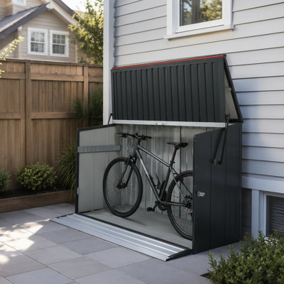 Remise de rangement avec couvercle rabattable et porte avant pliable