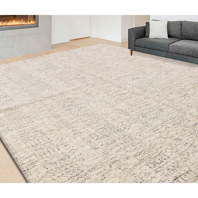 Wool Area Rug in Beige, Rectangle 12' x 14'10"