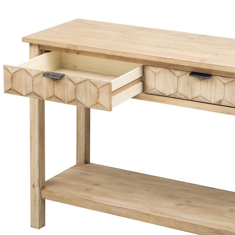 Console de style américain avec conception en nid d'abeille et table de fabrication en sapin naturel, Natural