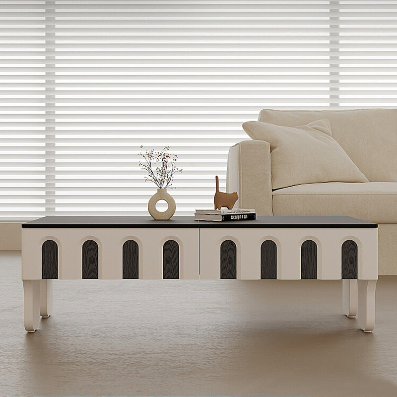 Table basse française avec rangement en pierre frittée simple