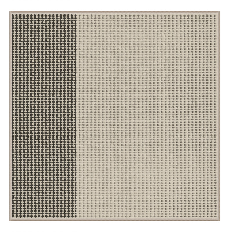 Machine Washable Pauleth Minimalist Geometric Rug in Beige – Beige Binding, 8' Square