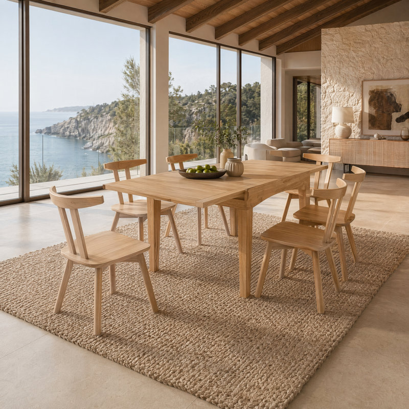 Ensemble de salle à manger extensible 7 pièces Riviera Scandinavian, 7 Pieces: Table, 6 Chairs, Chêne, Oak