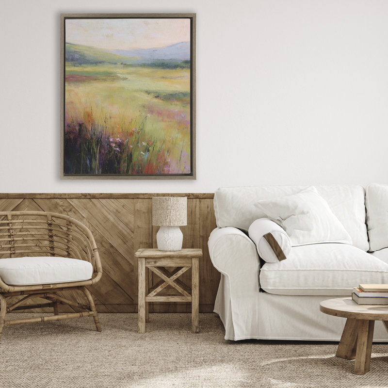 Cadre flottant Green Valley View, design par Svetlana Aleynikova, H 31 po x l 25 po, Cadre flottant orme Montalcino