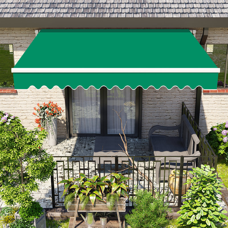 Dakota Fields Fabric Cover Retractable Patio Awning, Green, 200cm W x 150cm D