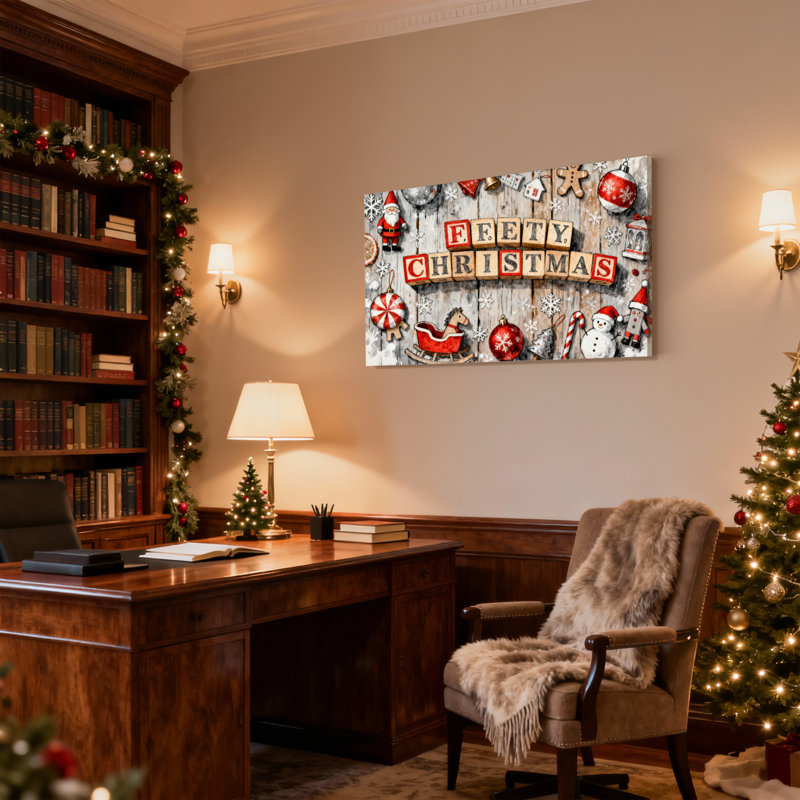 Ornements et décorations de Noël festif de Noël, ensemble de 3 impressions murales sur toile, H 24 po x l 36 po