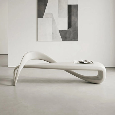 Modern Faux Leather Upholstered Bench Ottoman, Off-White End of Bed Bench