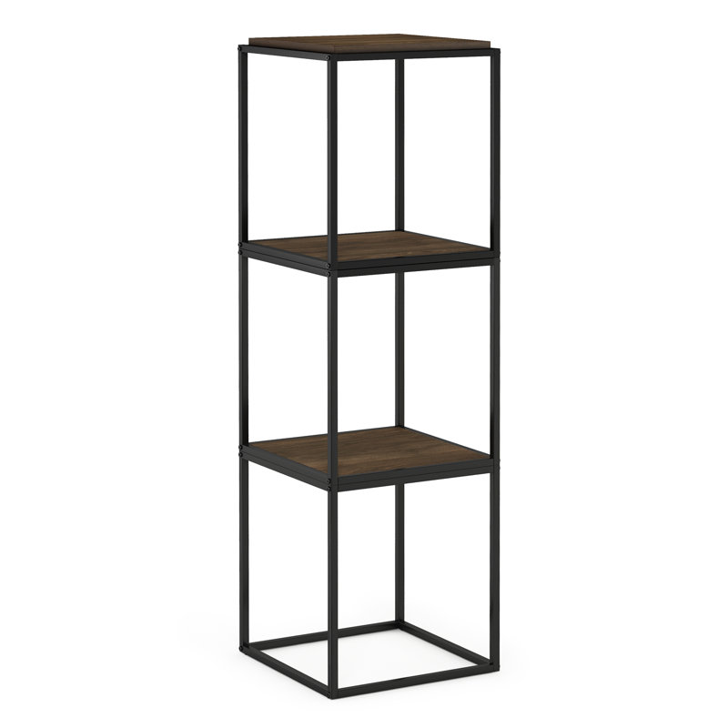 Emilda 38.2cm W Metal Shelving Unit, Columbia Walnut/Black