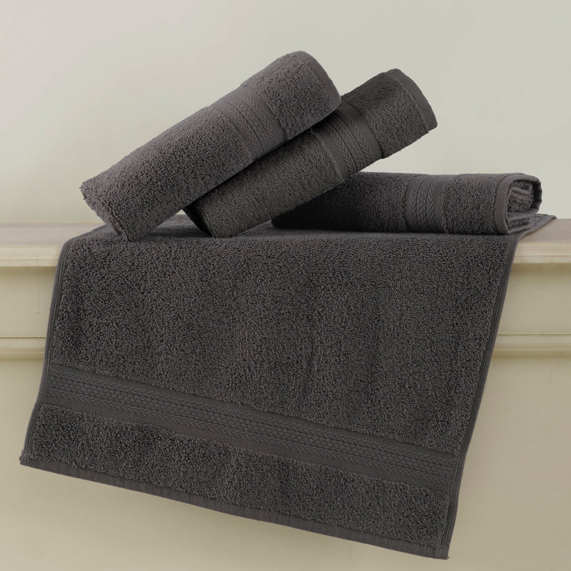 4-Pack Quick-Dry 100% Turkish Cotton Hand Towel Set for Bathroom, 16x30 Inches, Grey