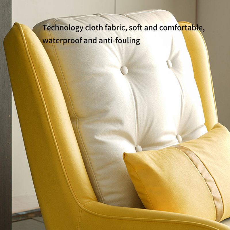 Fauteuil de loisir ergonomique à structure en métal, Beige, jaune
