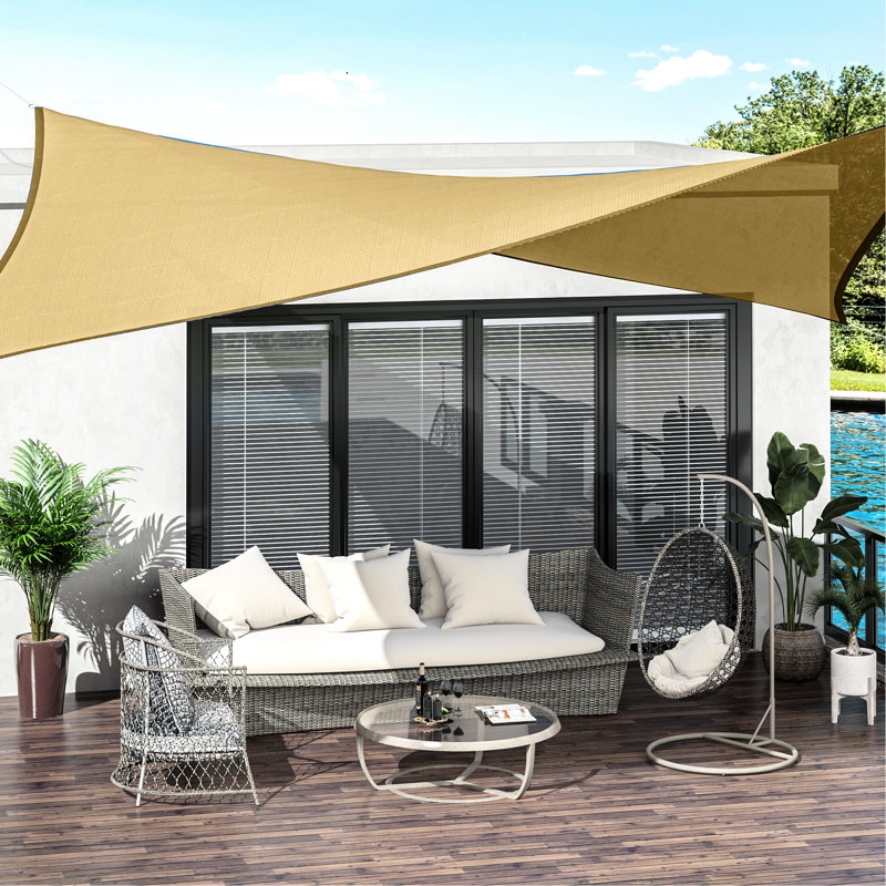 Auvent 13 'X 20' Sun Shade en sable, protégé, pour terrasse de jardin et de patio avec corde - voile, blocs, piscine