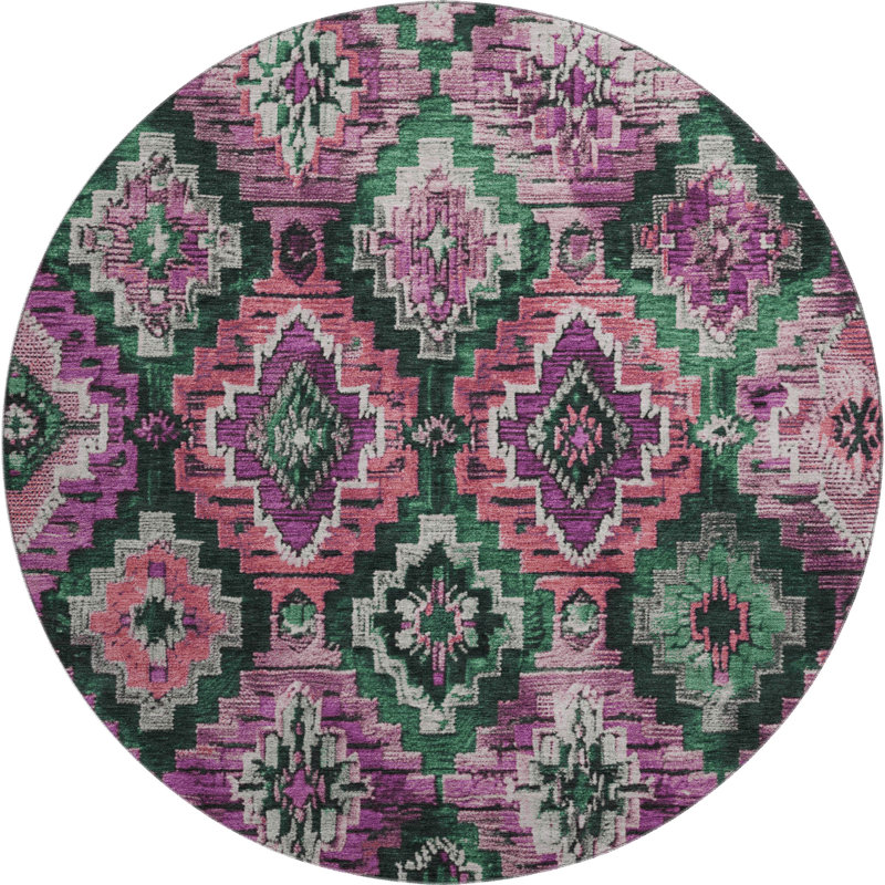 Premium Machine Washable Farolt AMF1891 Aztec Rug, Round 8'
