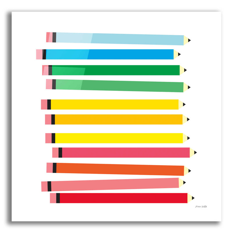 Crayons de couleur par Ann Kelle - impression sans cadre, H 12 po x l 12 po x P 0,13 po