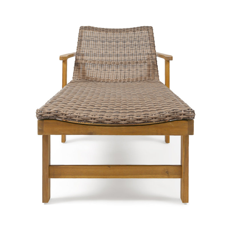 HAMPTON WOOD + WICKER CHAISE LOUNGE, Brown/Natural