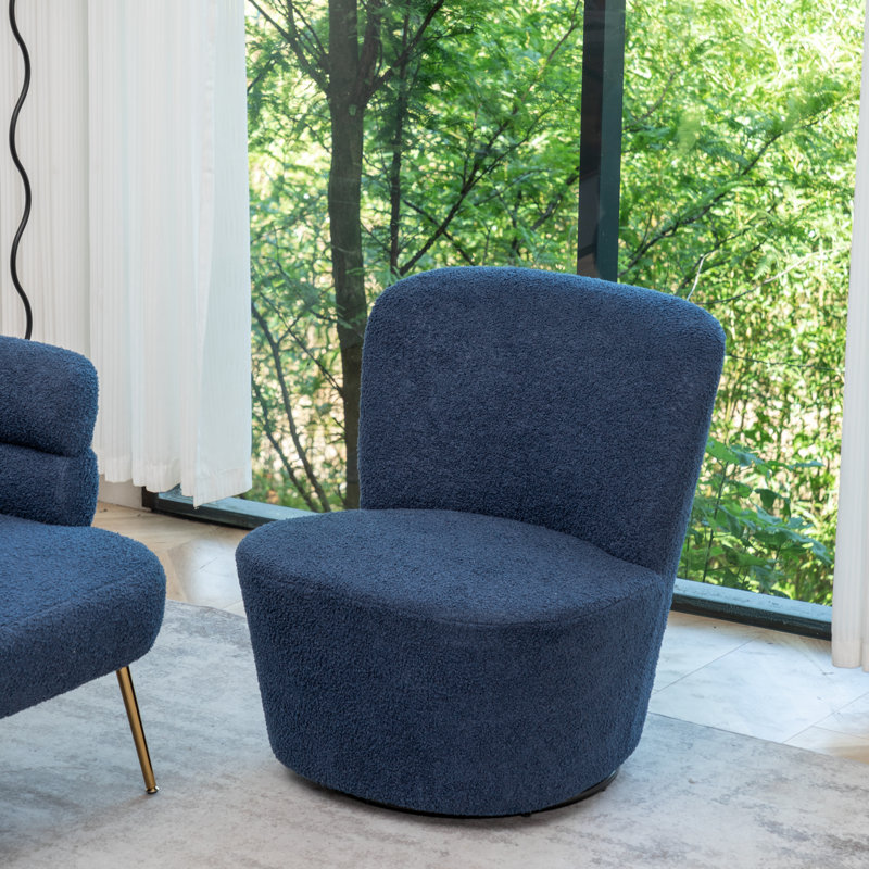Stevie Boucle Swivel Barrel Chair, Blue