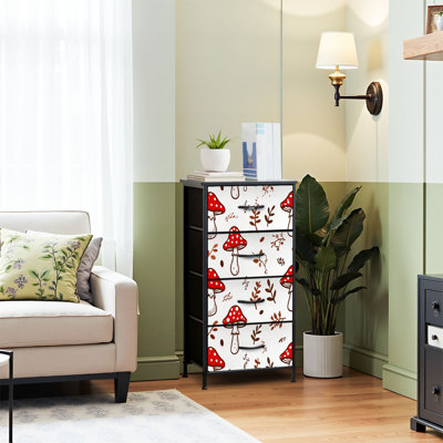 4 Drawer Dresser for Bedroom, Narrow Chest of Drawers, Wooden Top and Study Iron Frame 18"x37.5"-(WxH)