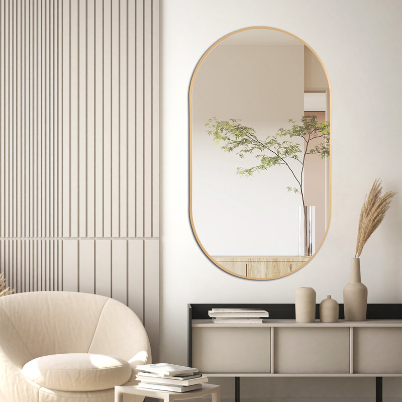 Settimia Metal Flat Wall Mirror, 28" x 20", Gold