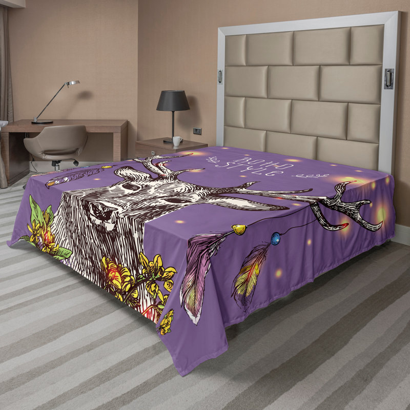 Drap Ambesonne Boho, Drap plat pour très grand lit californien