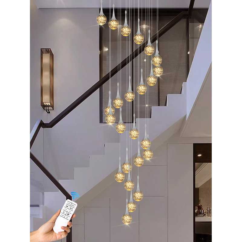 24-light Silver Led Raindrop Ceiling Lamp Crystal Ball Chandelier