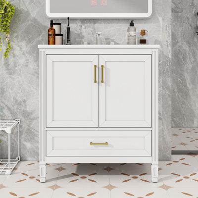 Meuble-lavabo 30 po avec lavabo, tablette de porte et tiroir de rangement