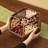 Black Walnut Wood Snack Serving Tray with Glass Lid,7 Compartment for Party Family Dinner Holidays.