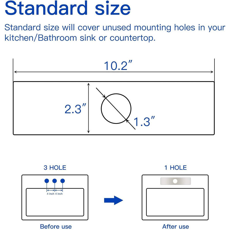 Polished Chrome Stainless Steel 10 Inch Sink Hole Cover Deck Plate