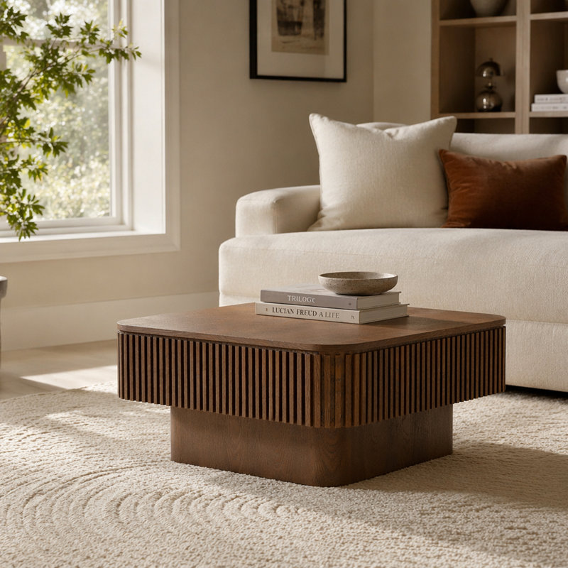 Table basse 31,5 "carrée avec rangement