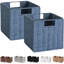Panier en osier, ensemble de 2 paniers de rangement en corde de papier tissés à la main pour l'organisation, bacs de rangement pliables, casier de rangement en osier de 11 pouces, panier de rangement carré-1412900403