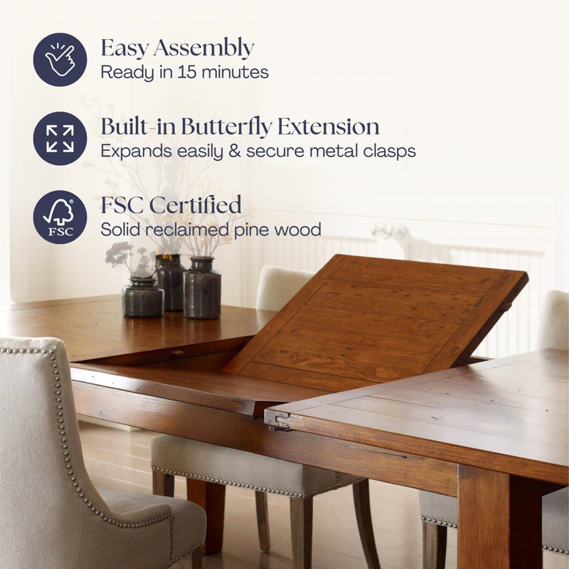 Centerville Solid Wood Pine Extendable Dining Table, African Dusk, 30.5'' H x 72'' W x 44'' D