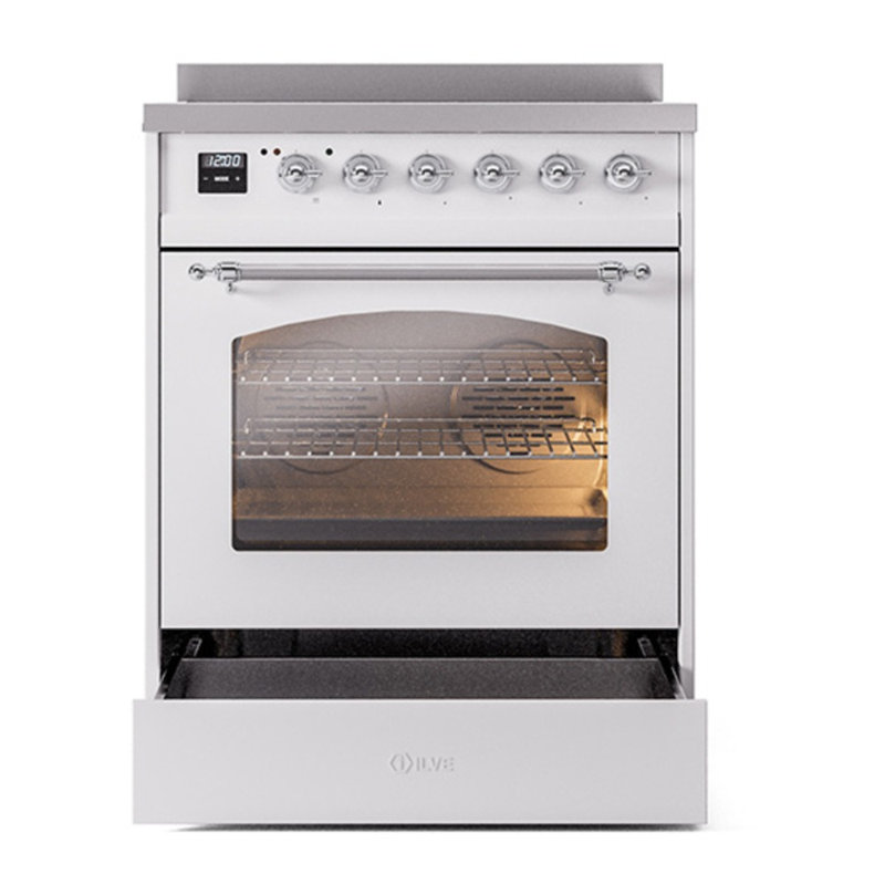 ILVE Nostalgie II 30 in Induction Range, White/Chrome