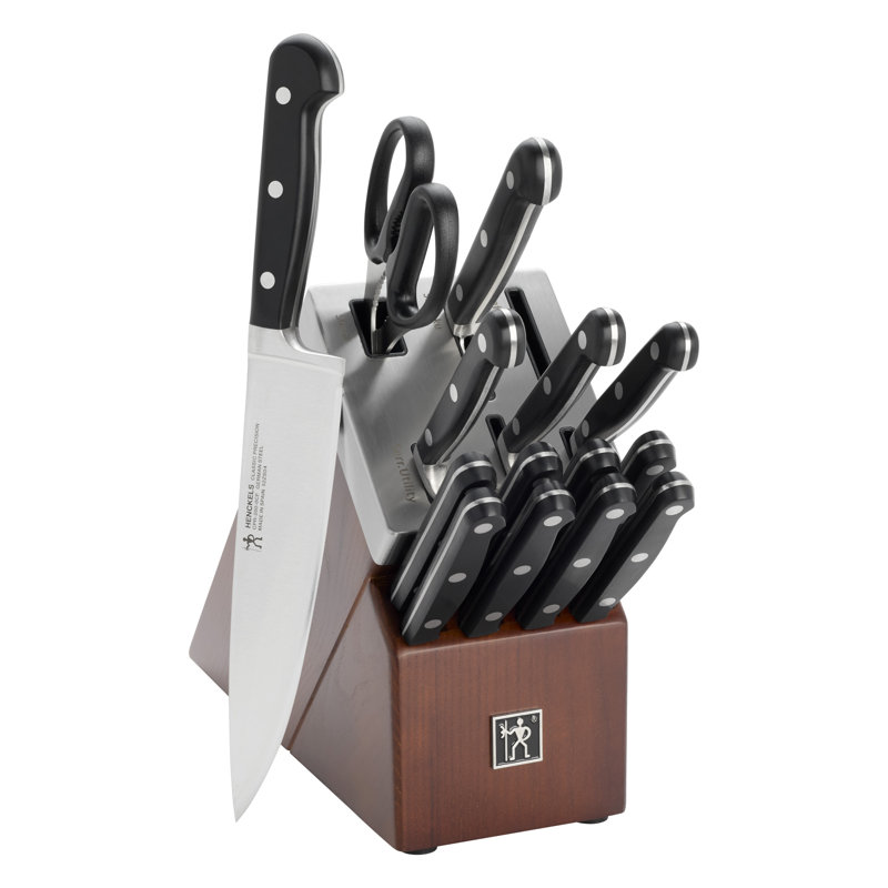 Henckels Classic Precision 15-Pc Self-Sharpening Knife Block Set, Brown Knife Block, Brown